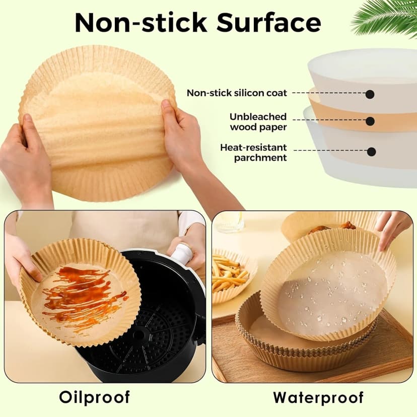 Forros de Papel para Fritadeira Bella 4Qt Slim, Acessórios para Fritadeira Bella, Forros de Papel Manteiga Descartáveis Retangulares para 2 Cestos, Vortex Plus, PowerXL Vortex