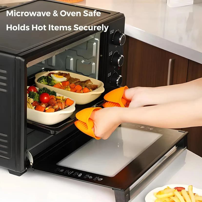 2 Pares de Luvas de Silicone para Forno, Conjuntos de Pegadores de Panela Resistentes ao Calor, Luvas de Borracha para Fritadeira a Ar, Mini Pegadores de Panela para Cozinhar e Assar, Acessórios Multifuncionais de Silicone para Utensílios de Cozinha