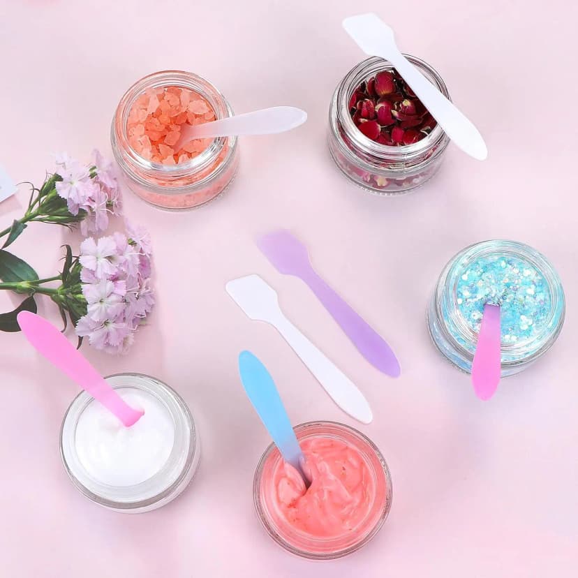10 Espátulas de Plástico PP Premium - Macias, Flexíveis e Delicadas para Máscara Facial e Creme para Olhos, para Aplicação Fácil de Produtos de Cuidado da Pele - Sem Perfume, Não Irritantes e Fáceis de Limpar