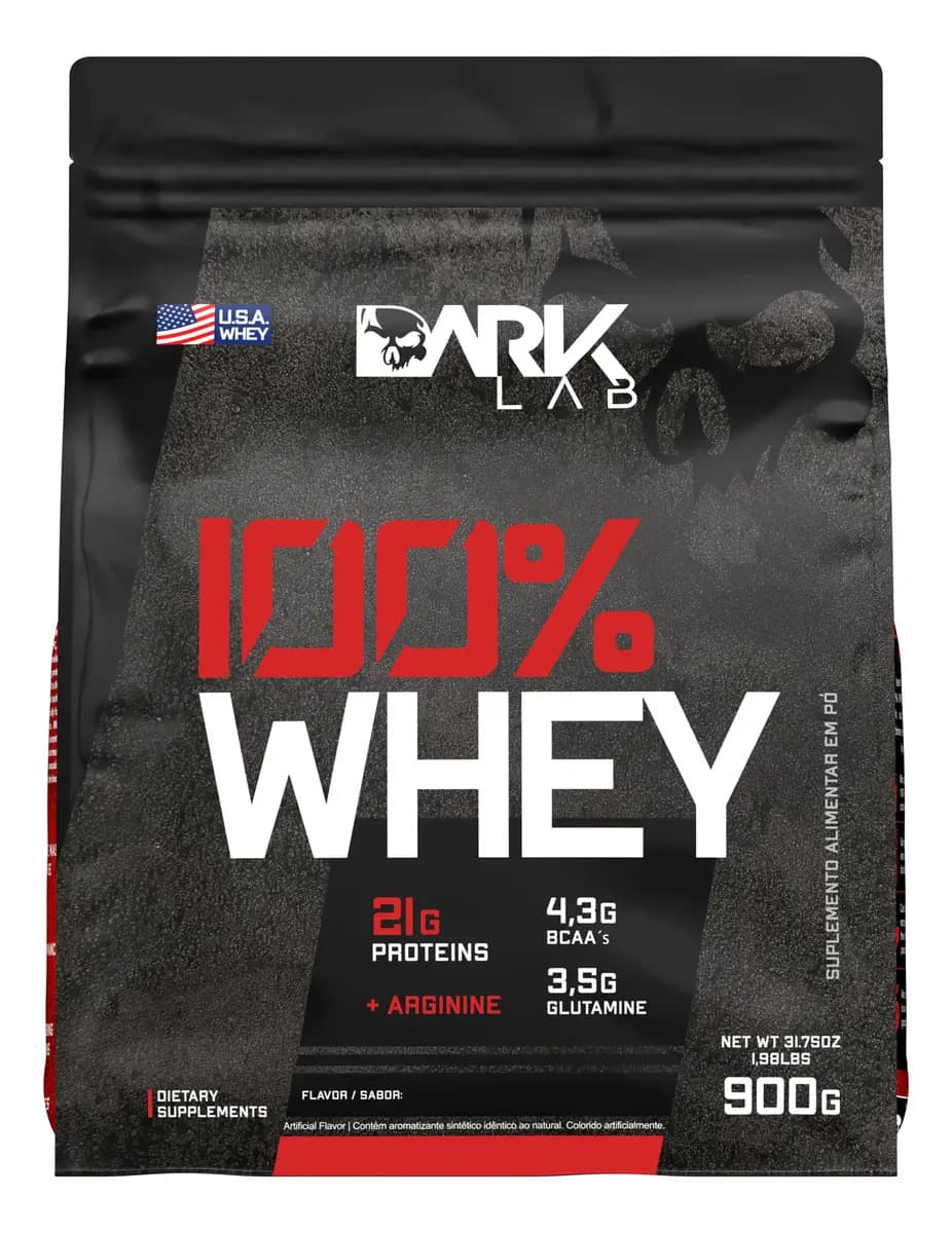 Whey Protein Concentrado 100% 900g Refil Dark Lab Sabor Baunilha
