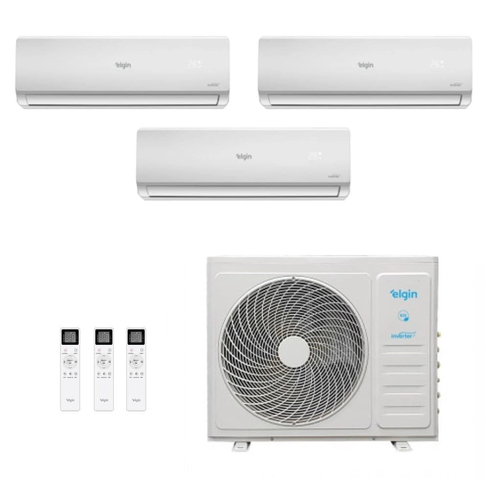 Ar-Condicionado Tri Split Inverter Elgin 27.000 (3x Evap HW 12.000) Quente/Frio 220V