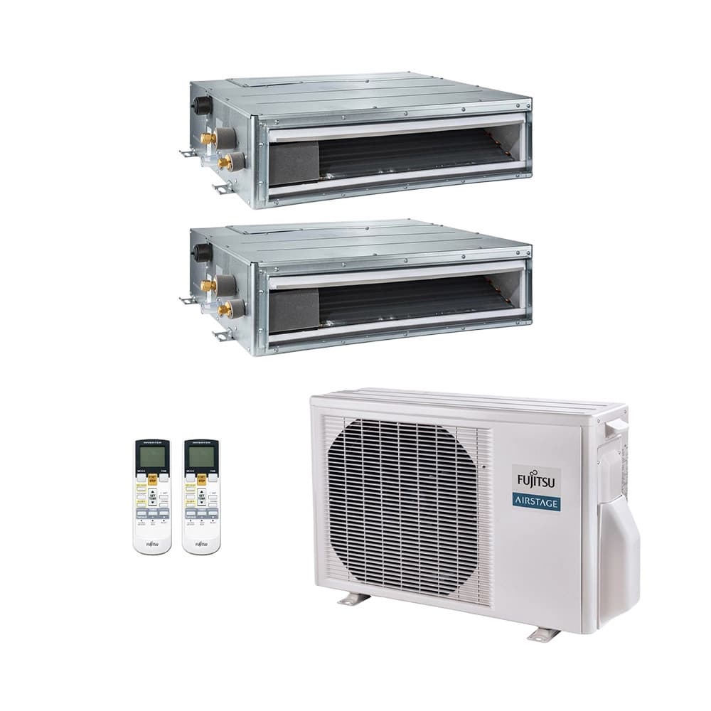 Ar-Condicionado Multi Split Inverter Fujitsu 18.000 (2x Evap Duto 12.000) Quente/Frio 220V