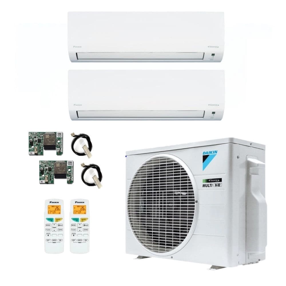 Ar-Condicionado Bi Split Inverter R-32 Daikin 18.000 (2x Evap HW 9.000) Só Frio 220V + Módulo Wi-Fi